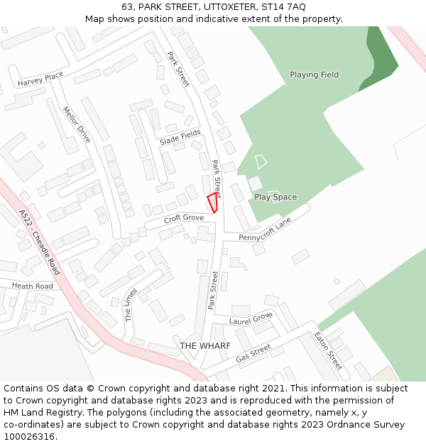 63, PARK STREET, UTTOXETER, ST14 7AQ: Location map and indicative extent of plot