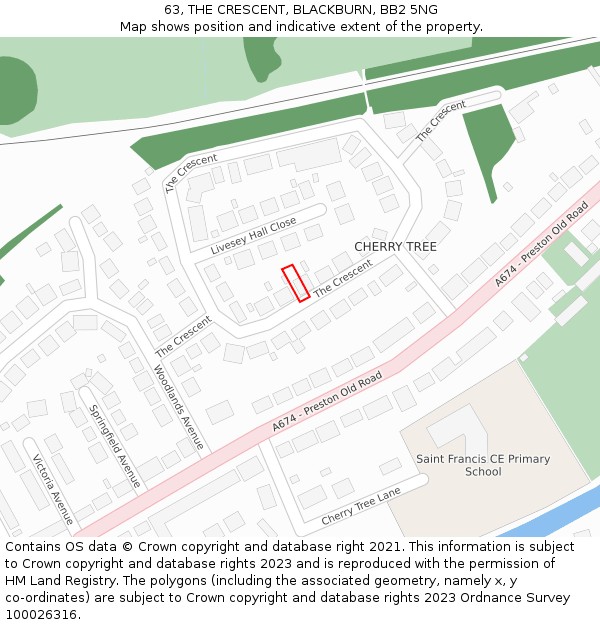 63, THE CRESCENT, BLACKBURN, BB2 5NG: Location map and indicative extent of plot