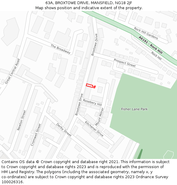 63A, BROXTOWE DRIVE, MANSFIELD, NG18 2JF: Location map and indicative extent of plot