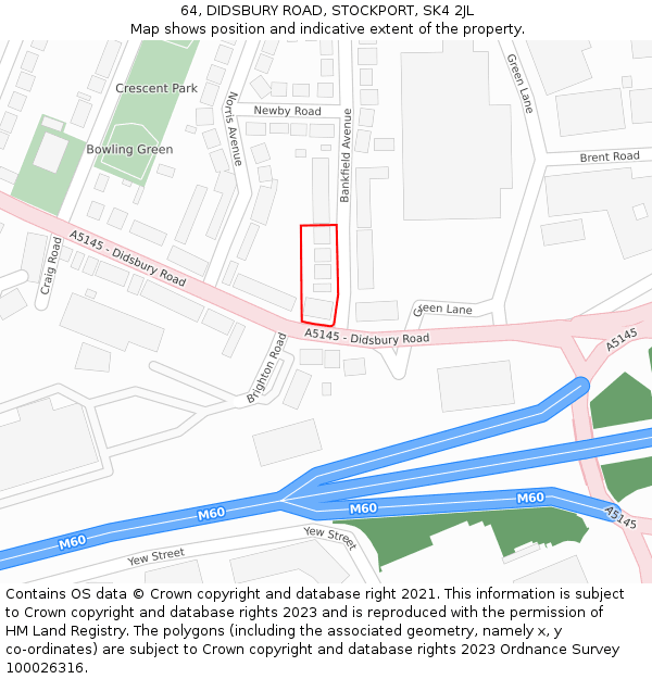 64, DIDSBURY ROAD, STOCKPORT, SK4 2JL: Location map and indicative extent of plot