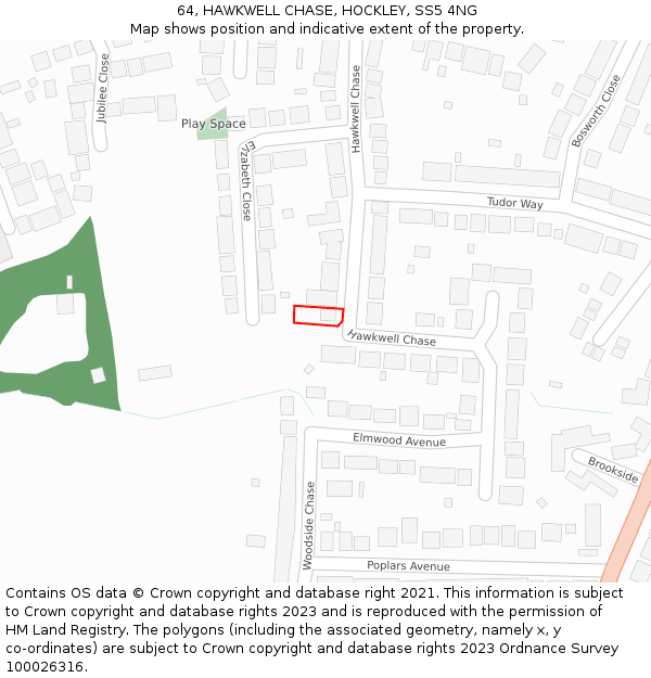 64, HAWKWELL CHASE, HOCKLEY, SS5 4NG: Location map and indicative extent of plot