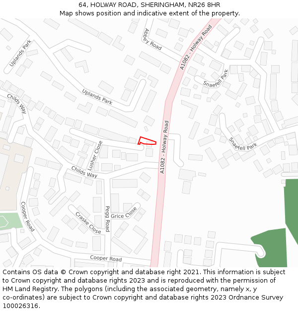 64, HOLWAY ROAD, SHERINGHAM, NR26 8HR: Location map and indicative extent of plot