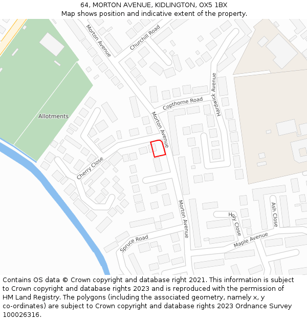 64, MORTON AVENUE, KIDLINGTON, OX5 1BX: Location map and indicative extent of plot