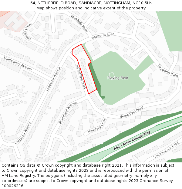 64, NETHERFIELD ROAD, SANDIACRE, NOTTINGHAM, NG10 5LN: Location map and indicative extent of plot