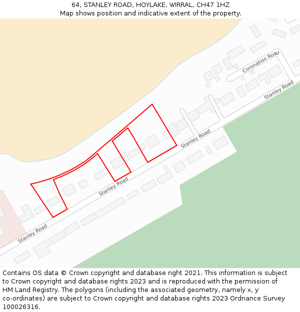 64, STANLEY ROAD, HOYLAKE, WIRRAL, CH47 1HZ: Location map and indicative extent of plot