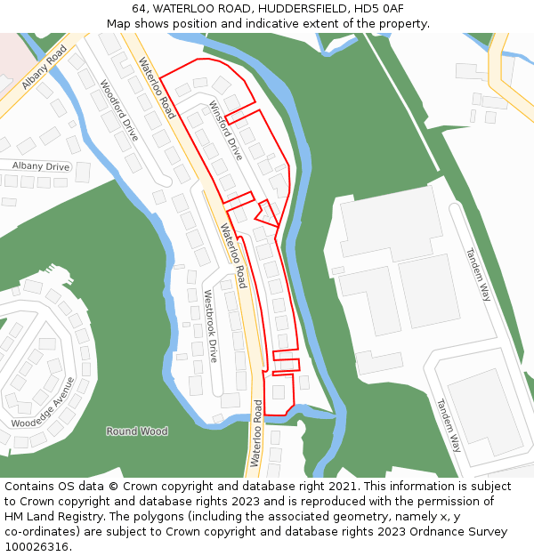 64, WATERLOO ROAD, HUDDERSFIELD, HD5 0AF: Location map and indicative extent of plot