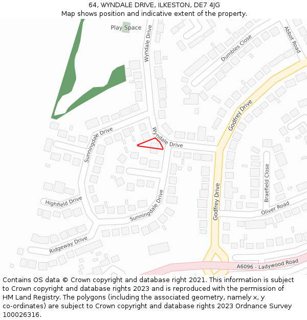 64, WYNDALE DRIVE, ILKESTON, DE7 4JG: Location map and indicative extent of plot