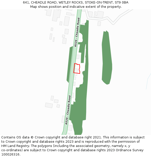 641, CHEADLE ROAD, WETLEY ROCKS, STOKE-ON-TRENT, ST9 0BA: Location map and indicative extent of plot