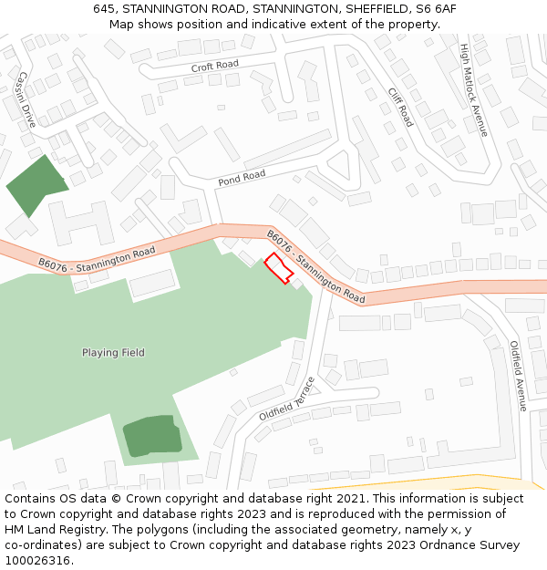 645, STANNINGTON ROAD, STANNINGTON, SHEFFIELD, S6 6AF: Location map and indicative extent of plot