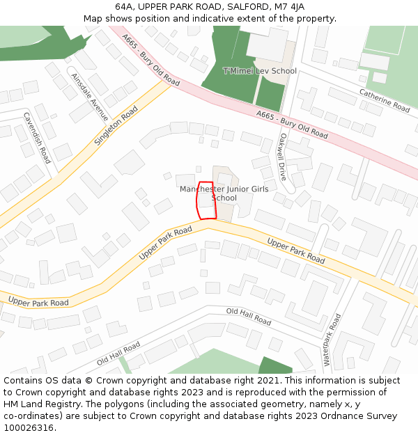 64A, UPPER PARK ROAD, SALFORD, M7 4JA: Location map and indicative extent of plot