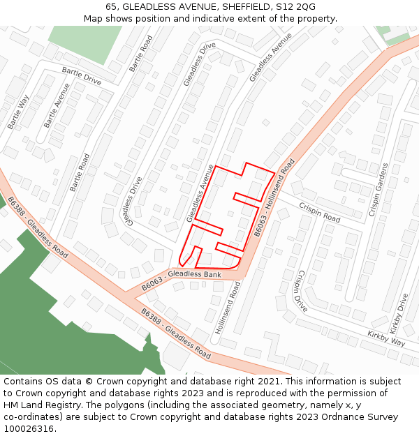 65, GLEADLESS AVENUE, SHEFFIELD, S12 2QG: Location map and indicative extent of plot