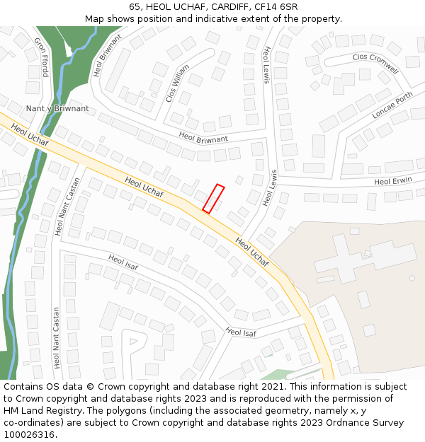 65, HEOL UCHAF, CARDIFF, CF14 6SR: Location map and indicative extent of plot