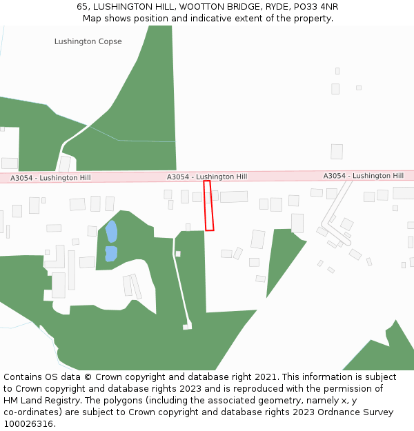 65, LUSHINGTON HILL, WOOTTON BRIDGE, RYDE, PO33 4NR: Location map and indicative extent of plot