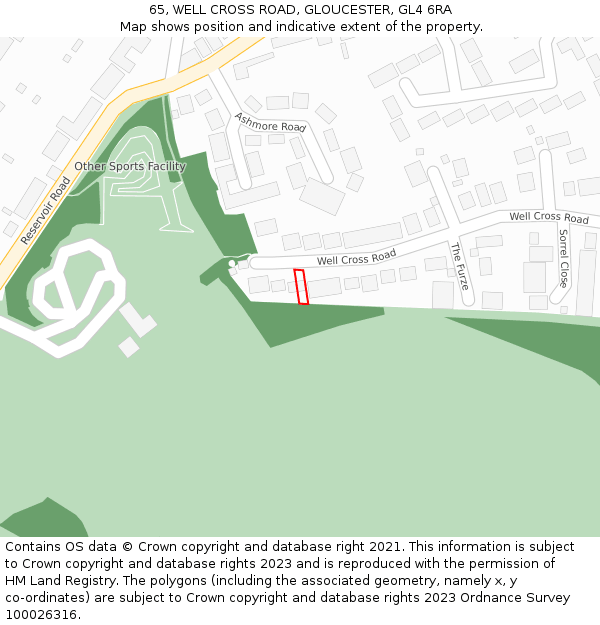 65, WELL CROSS ROAD, GLOUCESTER, GL4 6RA: Location map and indicative extent of plot