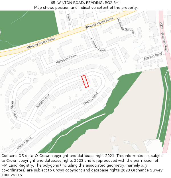 65, WINTON ROAD, READING, RG2 8HL: Location map and indicative extent of plot