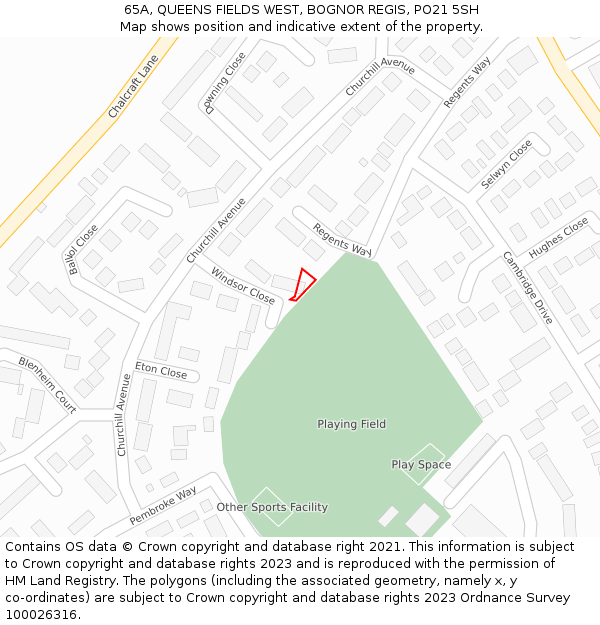 65A, QUEENS FIELDS WEST, BOGNOR REGIS, PO21 5SH: Location map and indicative extent of plot