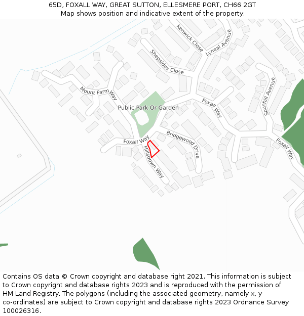 65D, FOXALL WAY, GREAT SUTTON, ELLESMERE PORT, CH66 2GT: Location map and indicative extent of plot