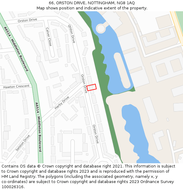 66, ORSTON DRIVE, NOTTINGHAM, NG8 1AQ: Location map and indicative extent of plot