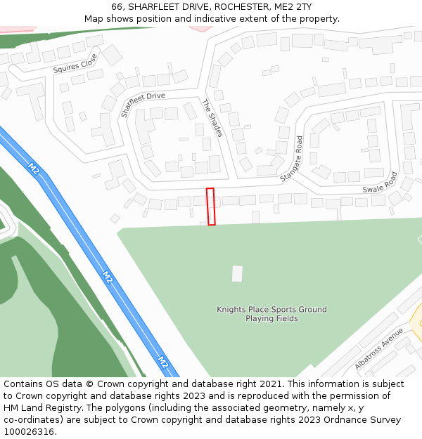 66, SHARFLEET DRIVE, ROCHESTER, ME2 2TY: Location map and indicative extent of plot