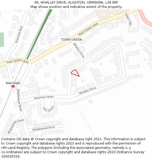 66, WHALLEY DRIVE, AUGHTON, ORMSKIRK, L39 6RF: Location map and indicative extent of plot