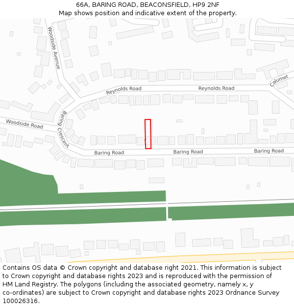 66A, BARING ROAD, BEACONSFIELD, HP9 2NF: Location map and indicative extent of plot