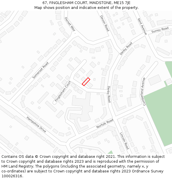 67, FINGLESHAM COURT, MAIDSTONE, ME15 7JE: Location map and indicative extent of plot