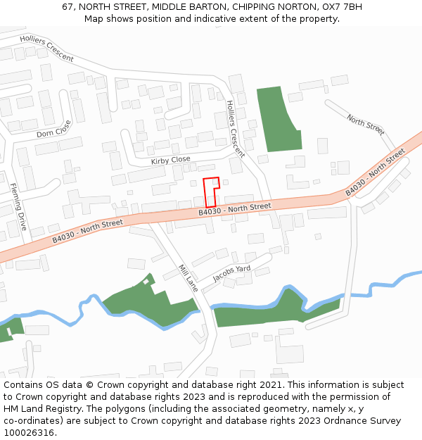 67, NORTH STREET, MIDDLE BARTON, CHIPPING NORTON, OX7 7BH: Location map and indicative extent of plot