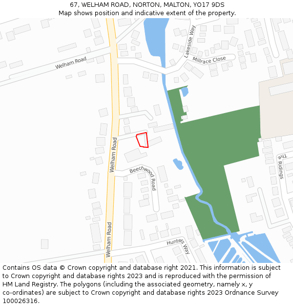 67, WELHAM ROAD, NORTON, MALTON, YO17 9DS: Location map and indicative extent of plot