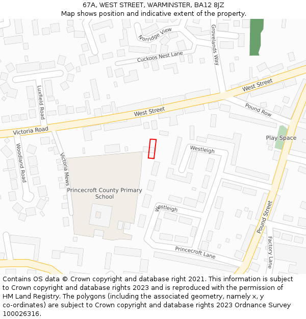 67A, WEST STREET, WARMINSTER, BA12 8JZ: Location map and indicative extent of plot