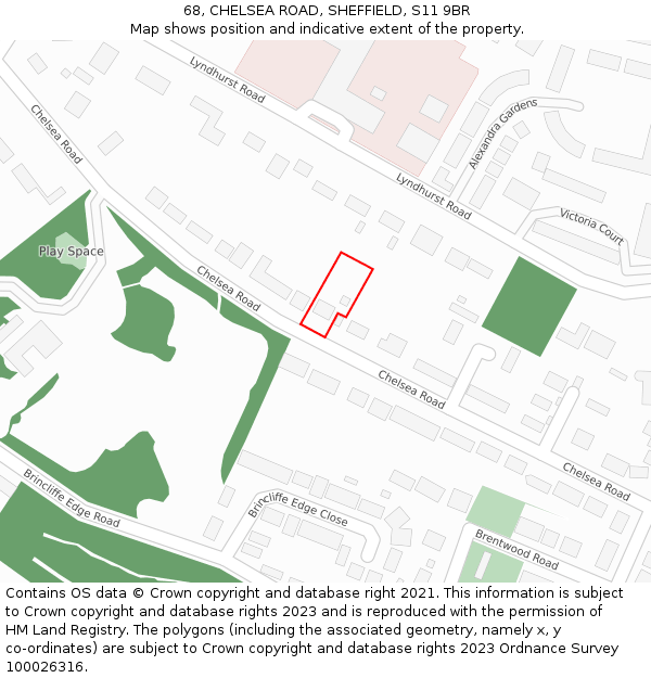 68, CHELSEA ROAD, SHEFFIELD, S11 9BR: Location map and indicative extent of plot