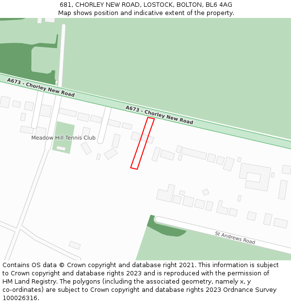 681, CHORLEY NEW ROAD, LOSTOCK, BOLTON, BL6 4AG: Location map and indicative extent of plot