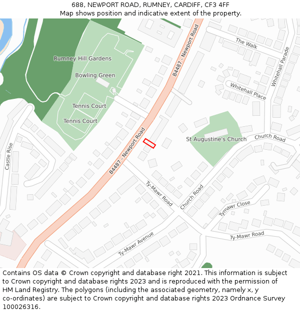 688, NEWPORT ROAD, RUMNEY, CARDIFF, CF3 4FF: Location map and indicative extent of plot