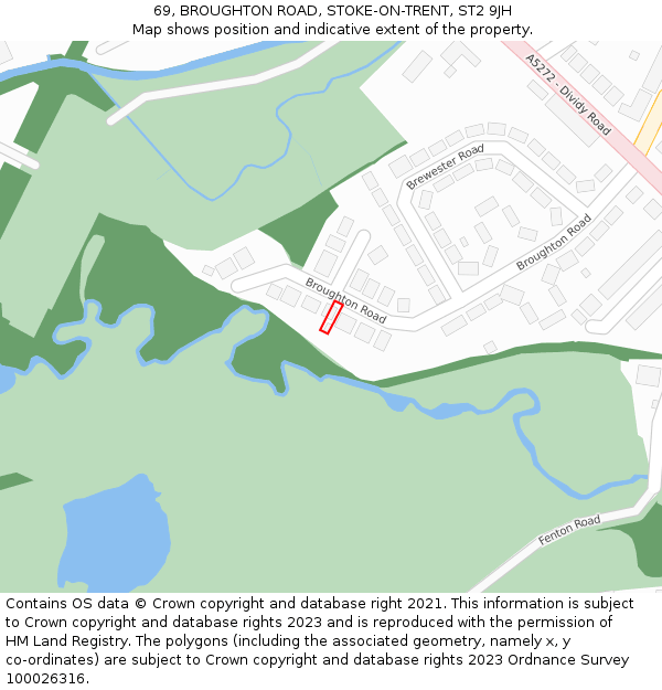 69, BROUGHTON ROAD, STOKE-ON-TRENT, ST2 9JH: Location map and indicative extent of plot