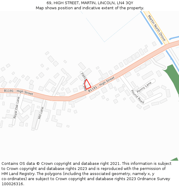 69, HIGH STREET, MARTIN, LINCOLN, LN4 3QY: Location map and indicative extent of plot