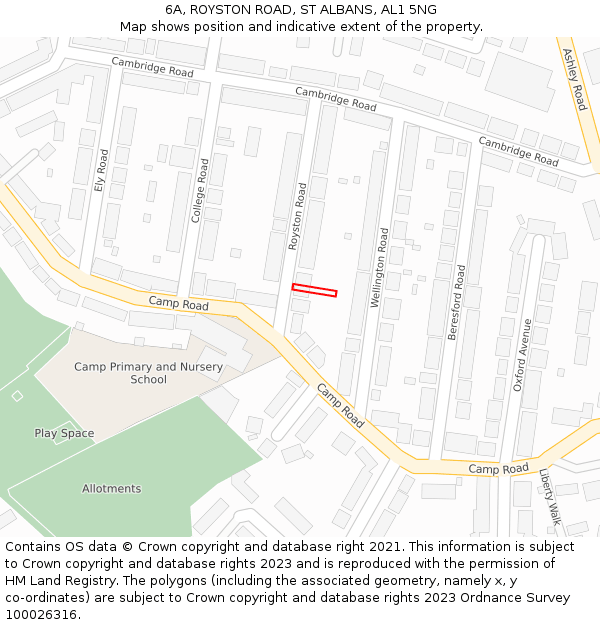 6A, ROYSTON ROAD, ST ALBANS, AL1 5NG: Location map and indicative extent of plot