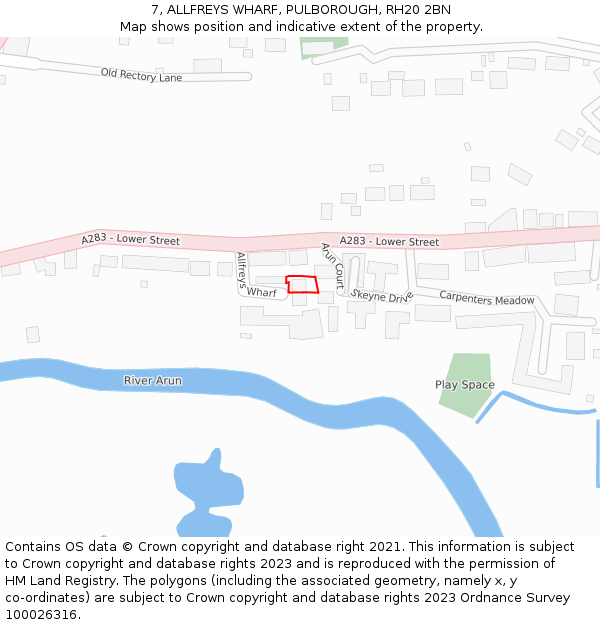 7, ALLFREYS WHARF, PULBOROUGH, RH20 2BN: Location map and indicative extent of plot