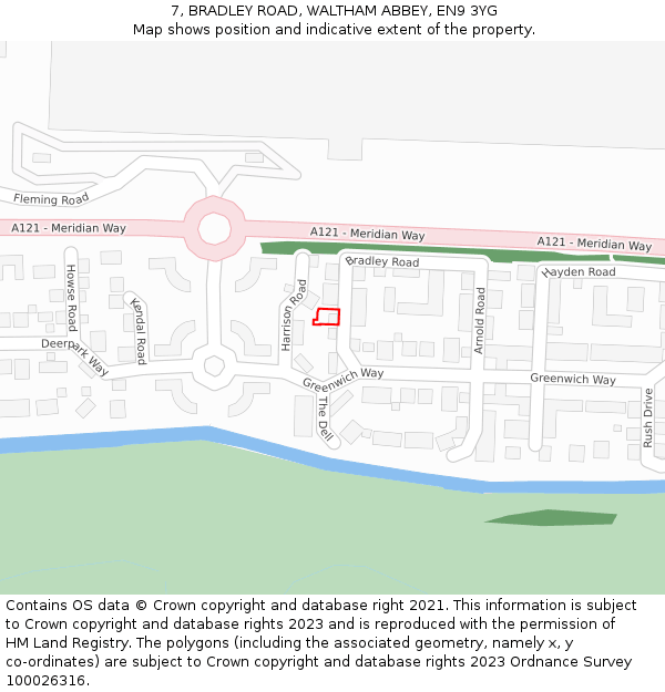 7, BRADLEY ROAD, WALTHAM ABBEY, EN9 3YG: Location map and indicative extent of plot