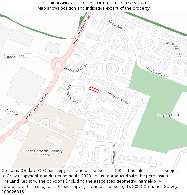 7, BRIERLANDS FOLD, GARFORTH, LEEDS, LS25 2NU: Location map and indicative extent of plot