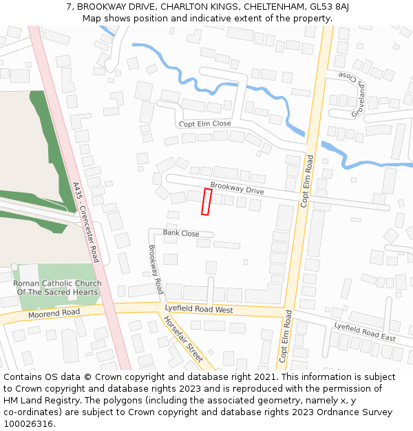 7, BROOKWAY DRIVE, CHARLTON KINGS, CHELTENHAM, GL53 8AJ: Location map and indicative extent of plot