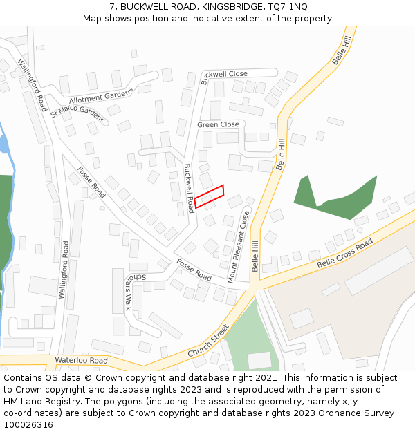 7, BUCKWELL ROAD, KINGSBRIDGE, TQ7 1NQ: Location map and indicative extent of plot