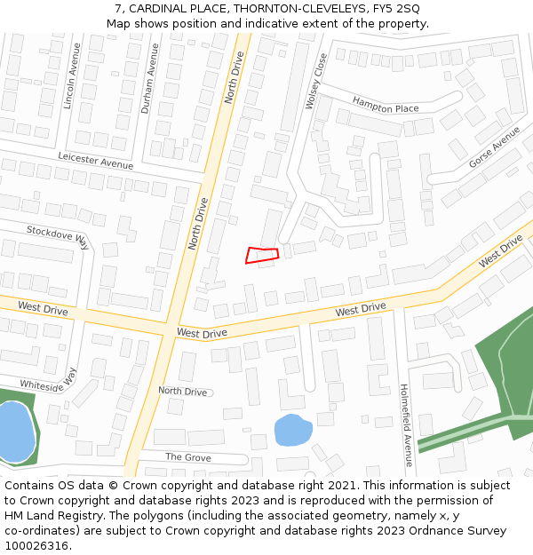 7, CARDINAL PLACE, THORNTON-CLEVELEYS, FY5 2SQ: Location map and indicative extent of plot