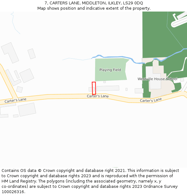 7, CARTERS LANE, MIDDLETON, ILKLEY, LS29 0DQ: Location map and indicative extent of plot