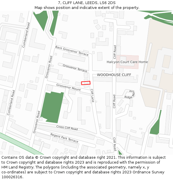 7, CLIFF LANE, LEEDS, LS6 2DS: Location map and indicative extent of plot