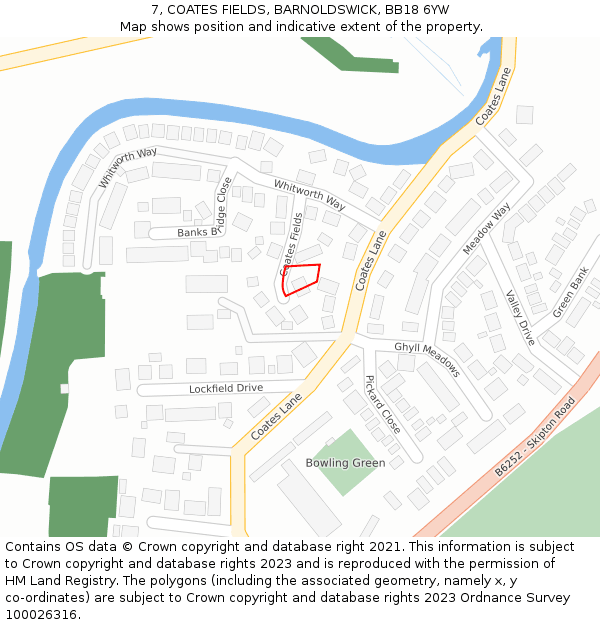 7, COATES FIELDS, BARNOLDSWICK, BB18 6YW: Location map and indicative extent of plot
