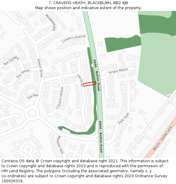 7, CRAVENS HEATH, BLACKBURN, BB2 4JB: Location map and indicative extent of plot