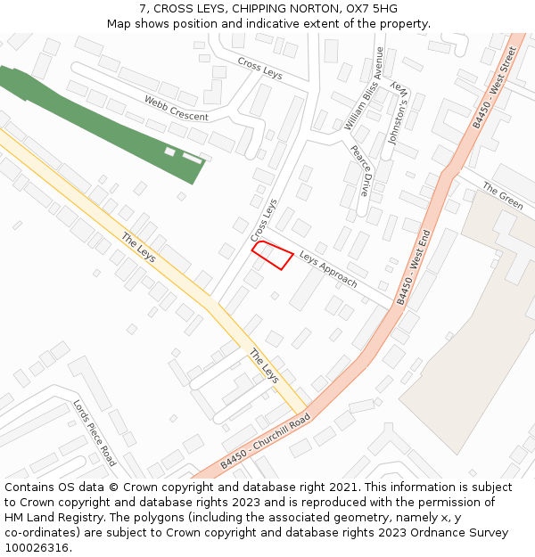 7, CROSS LEYS, CHIPPING NORTON, OX7 5HG: Location map and indicative extent of plot