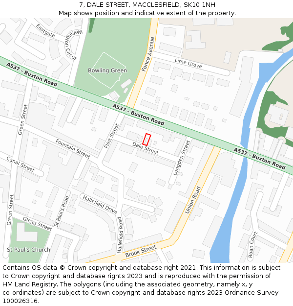 7, DALE STREET, MACCLESFIELD, SK10 1NH: Location map and indicative extent of plot