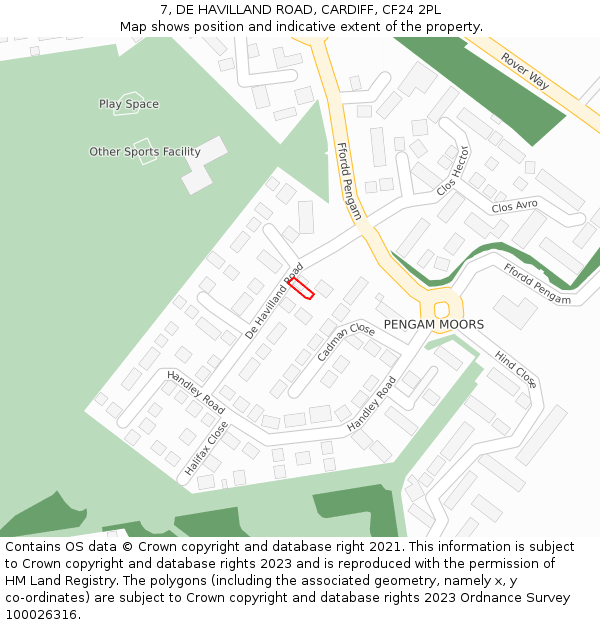 7, DE HAVILLAND ROAD, CARDIFF, CF24 2PL: Location map and indicative extent of plot
