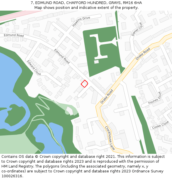 7, EDMUND ROAD, CHAFFORD HUNDRED, GRAYS, RM16 6HA: Location map and indicative extent of plot