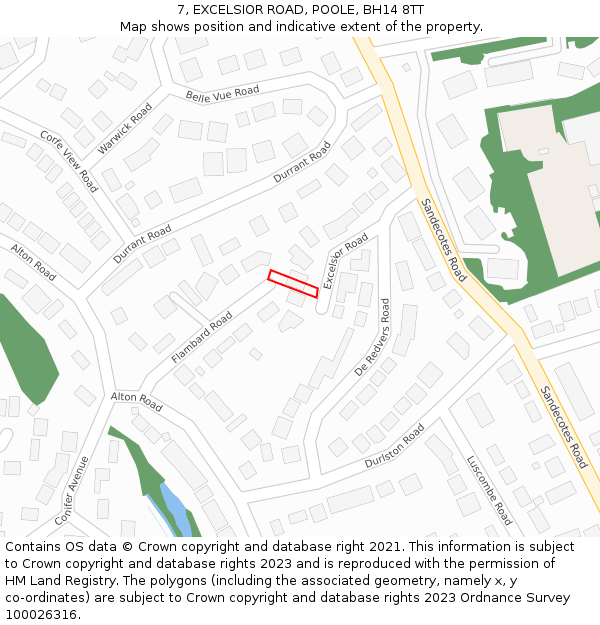 7, EXCELSIOR ROAD, POOLE, BH14 8TT: Location map and indicative extent of plot